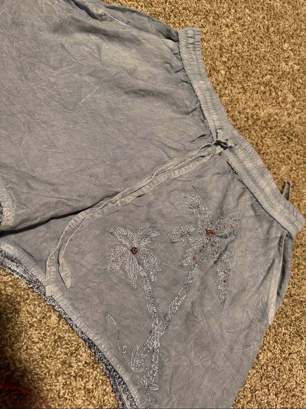 Rays Sun embroidered & bead-accented shorts (L) - NWOT
